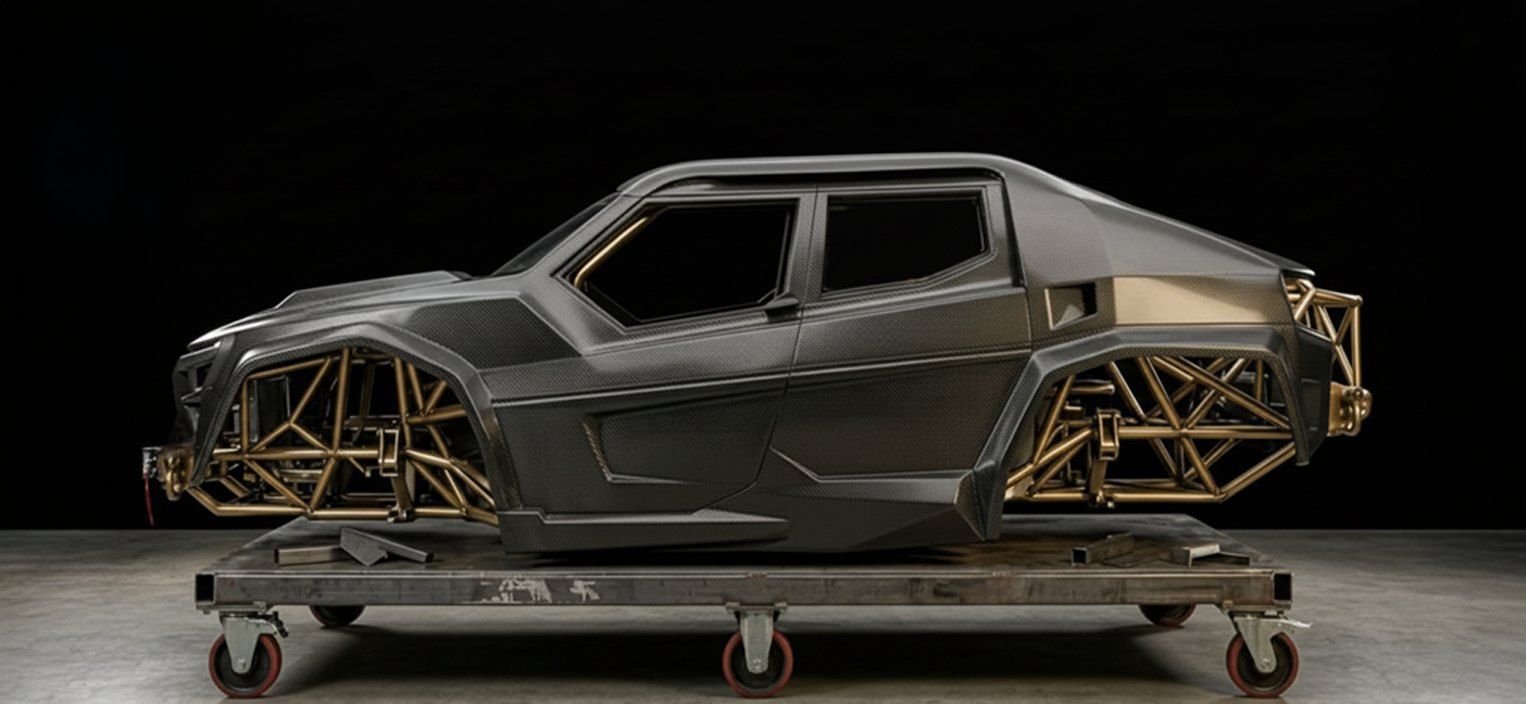 MAD X carbon-fibre and titanium chassis with spaceframe